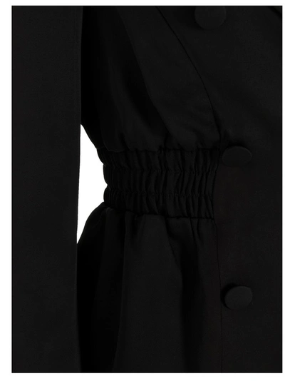 Shop Gcds Elasticated Waist Double Breasted Blazer In Black