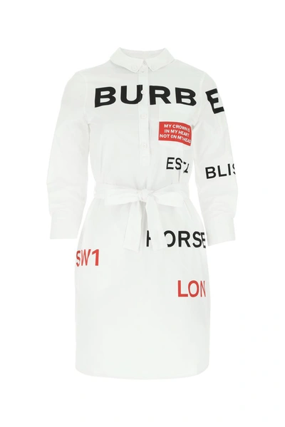 Shop Burberry Horseferry Print Tie-waist Shirt Dress In White