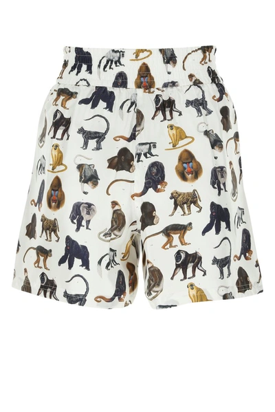 Shop Burberry Monkey Print Shorts In Multi