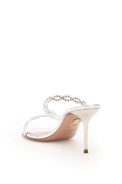 Shop Aquazzura Crystal Embellished Heaven Sandals In Silver