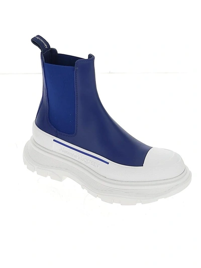 Shop Alexander Mcqueen Tread Slick Chelsea Boots In Blue