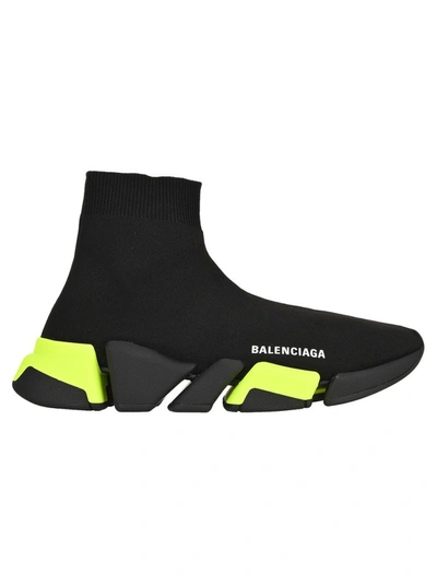 Balenciaga Speed 2.0 Sneakers In Black And Yellow | ModeSens