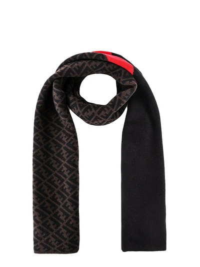 Shop Fendi Ff Motif Logo Knit Scarf In Multi