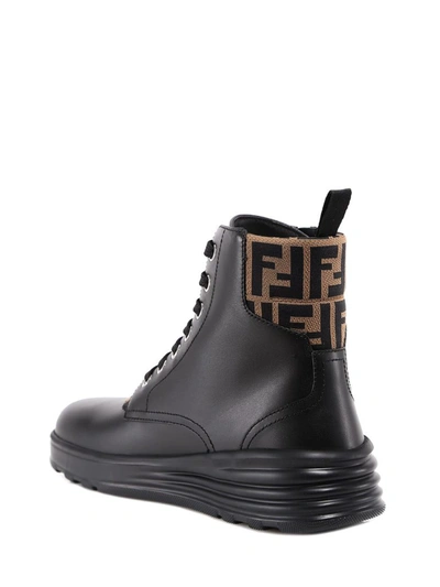 Shop Fendi Ff Monogram Detail Combat Boots In Black