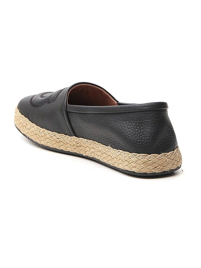 Shop Ferragamo Salvatore  Logo Embossed Espadrilles In Black