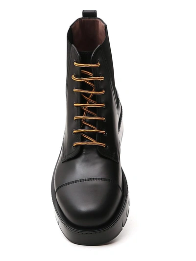 Shop Ferragamo Salvatore  Chunky Cap Toe Boots In Black