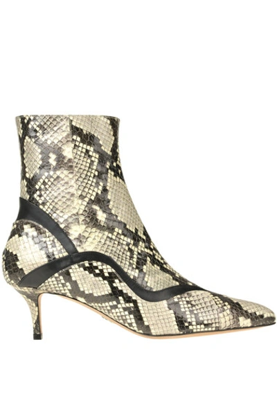 Shop Paula Cademartori Reptile Print Leather Ankle-boots In Cream