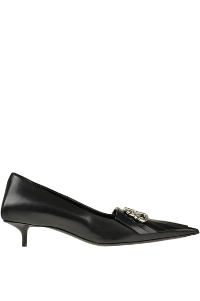 Shop Balenciaga Fringe Knife Leather Pumps In Black