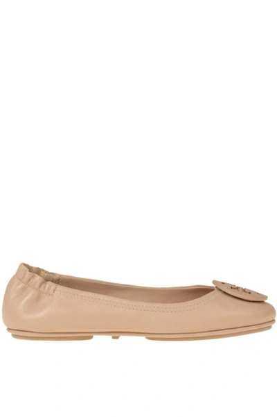 Shop Tory Burch Minnie Leather Ballerinas In Cipria