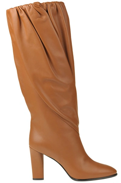 Shop Givenchy Draped Leather Boots In Light Brown