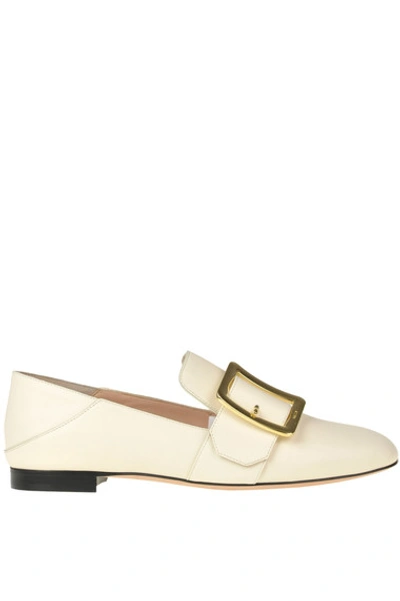 Shop Bally Janelle Leather Mocassins In Cream