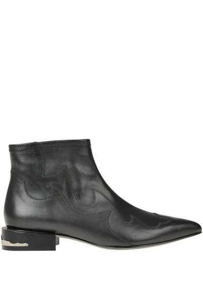 Shop Toga Leather Texan Ankle Boots In Black