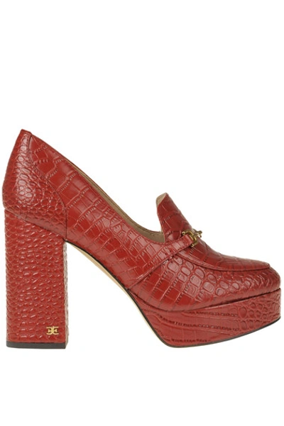 Shop Sam Edelman Aretha Crocodile Print Pumps In Fire Red