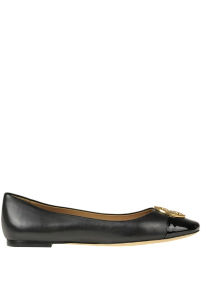 Shop Tory Burch Chelsea Leather Ballerinas In Black