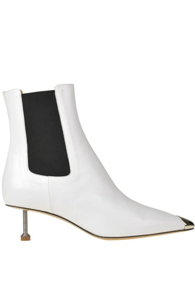 Shop Maison Margiela Leather Ankle Boots In White