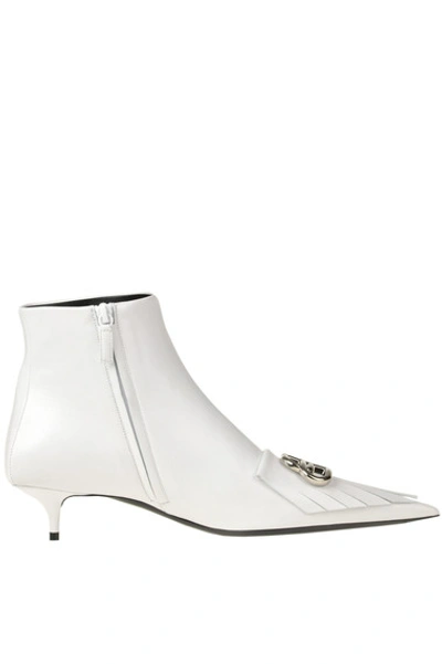 Shop Balenciaga Fringe Knife Ankle Boots In White