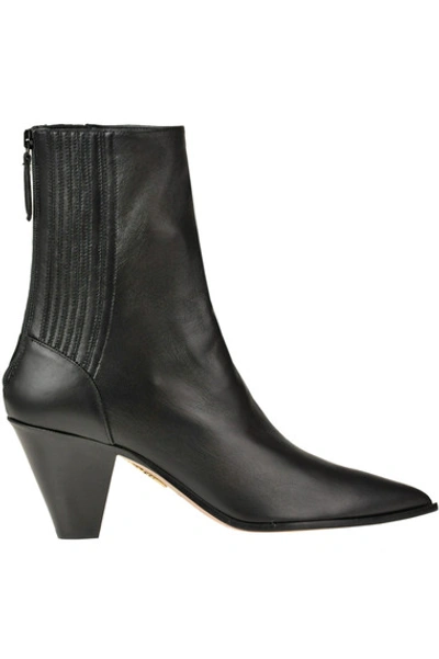 Shop Aquazzura Saint Honorè Leather Ankle Boots In Black