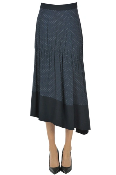 Shop Tibi Polka Dots Skirt In Navy Blue