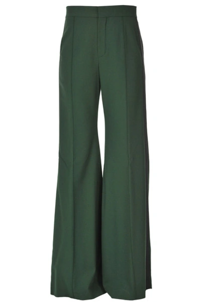 Shop Chloé Wide Leg Trousers In Dark Green