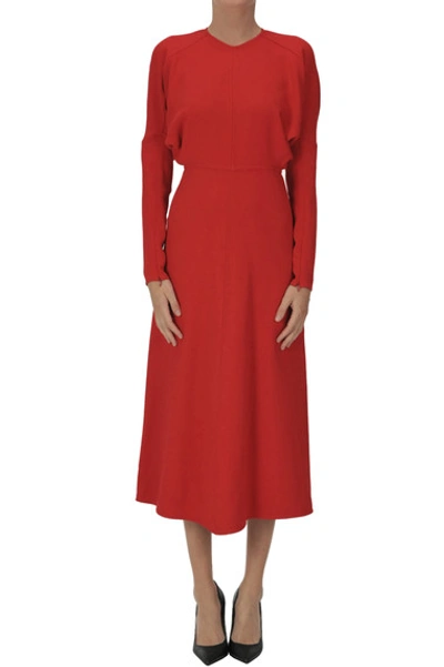 Shop Victoria Beckham Cady Midi Dress In Red