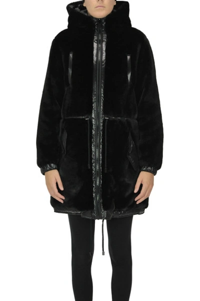 Shop Michael Michael Kors Reversible Eco-fur Down Jacket In Black
