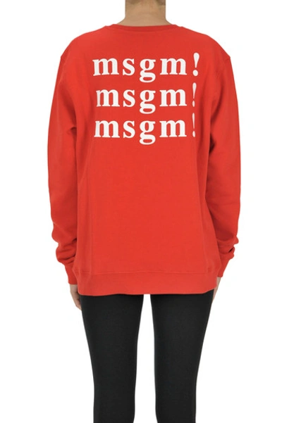 Shop Msgm Back Designer Logo Sweatshirt In Red