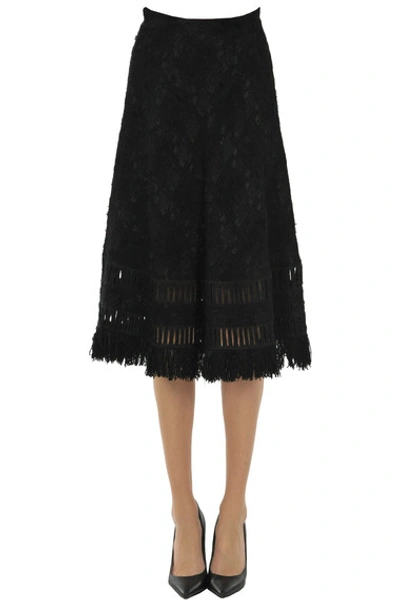 Shop Ermanno Scervino Textured Fabric Skirt In Black