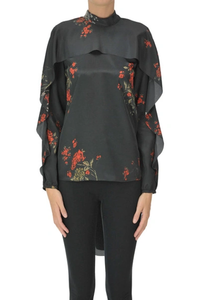 Shop Red Valentino Flower Print Blouse In Black