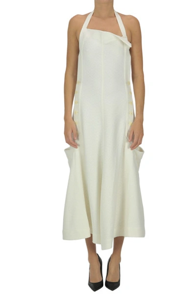 Shop Jacquemus Dungarees Style Dress In Ivory