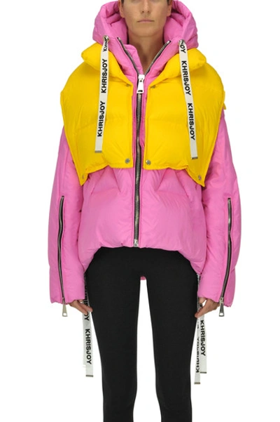 Shop Khrisjoy Oversized Down Jacket In Shocking Pink