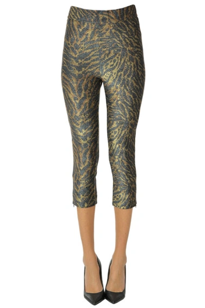 Shop Ganni Animal Print Lamè Fabric Leggings In Multicoloured