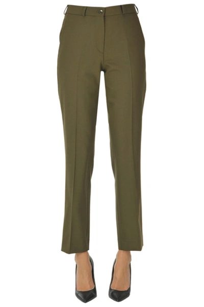 Shop Etro Wool Trousers In Olive Green