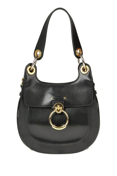 Shop Chloé Tess Leather Hobo Bag In Black