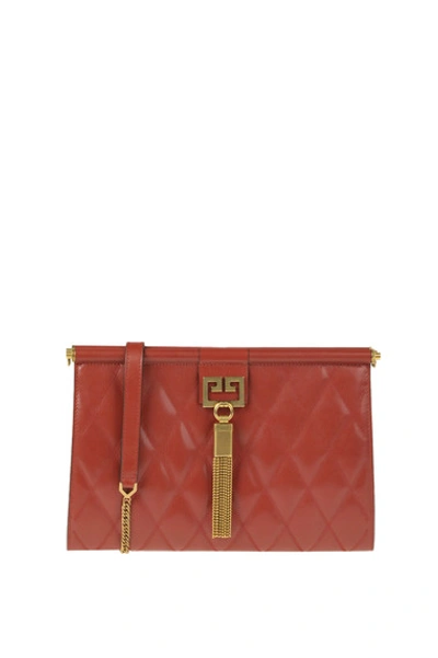 Shop Givenchy Gem Medium Quilted Leather Bag In Brick Red