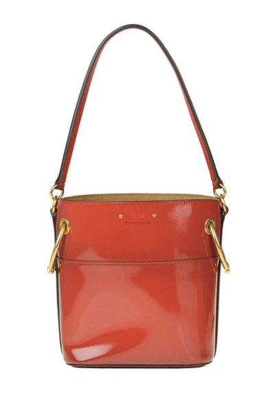 Shop Chloé Roy Patent Leather Buckle Bag In Fire Red