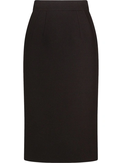Shop Dolce & Gabbana Pencil Midi Skirt In Black