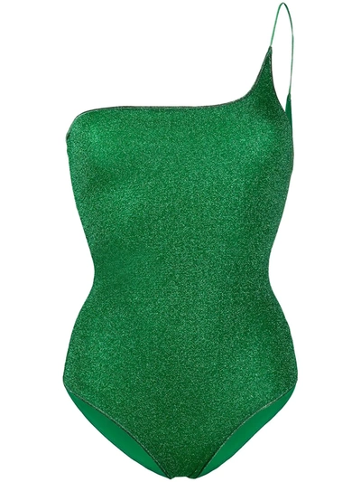 Shop Oseree One-shoulder Swimsuit In Green