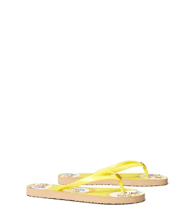 Shop Tory Burch Printed Thin Flip-flop In Ditsy Yellow/porcelain Floral Ditsy