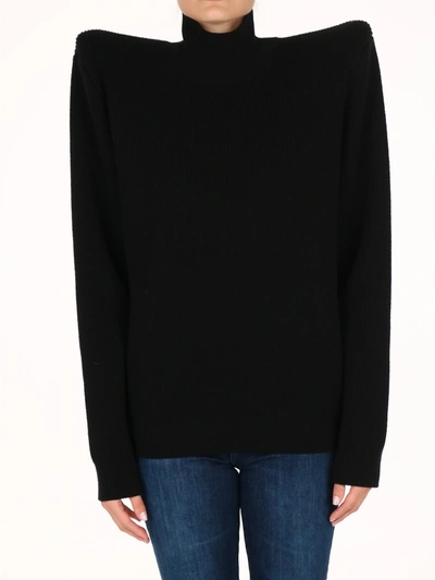Shop Balenciaga Over Shoulder Pads Sweater In Black