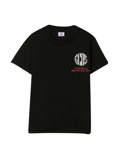 Shop Gcds Mini Diadora Junior Black T-shirt In Nero