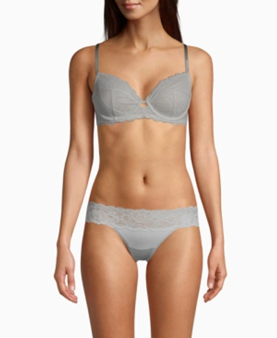 Shop Calvin Klein Seductive Comfort With Lace Full Coverage Bra Qf1741 In Jet Grey