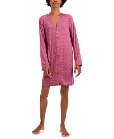 Shop Alfani Printed Button-front Nightgown, Created For Macy's In Stamped Di