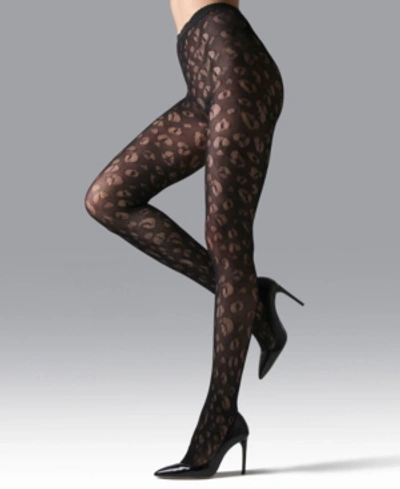Shop Natori Women's Leopard Net Sheer Opaque Fishnet Tights In Black