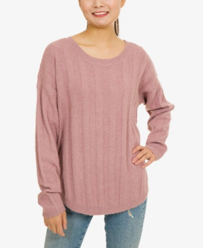 Shop Pink Rose Hippie Rose Juniors' Ribbed Lace-up Sweater