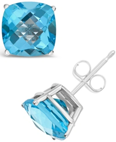 Macy's Swiss Blue Topaz (3-5/8 Ct. T.w.) Stud Earrings In Sterling Silver In Blue Topaz
