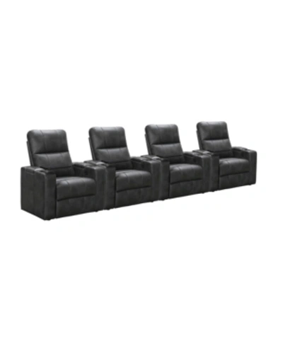 Shop Abbyson Living Thomas Power Faux Leather Recliner, Set Of 4 In Gray 1