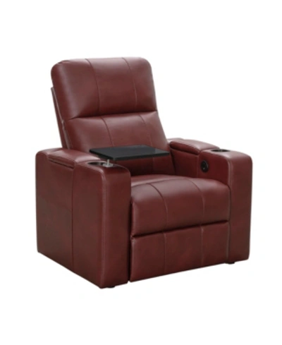 Shop Abbyson Living Thomas Power Faux Leather Recliner In Red 1