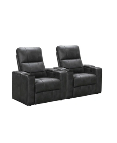 Shop Abbyson Living Thomas Power Faux Leather Recliner, Set Of 2 In Gray 1
