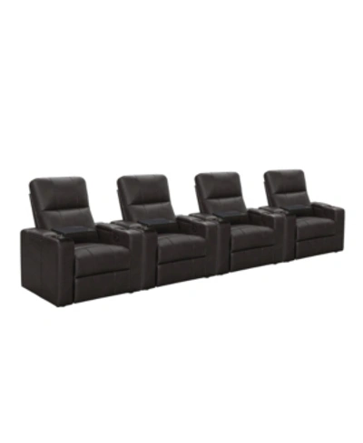 Shop Abbyson Living Thomas Power Faux Leather Recliner, Set Of 4 In Brown