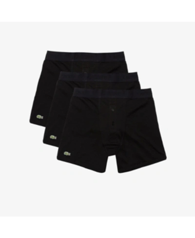 Shop Lacoste Men's Essentials Classic Boxer Briefs, Pack Of 3 In Black